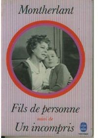 Couverture du livre Fils de personne - Henry De Montherlant