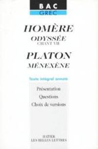 Couverture du livre Platon Menexene, texte intégral annoté - Homere 