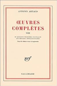 Couverture du livre Oeuvres complètes - Antonin Artaud