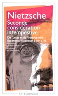 Couverture du livre Seconde considération intempestive  - Friedrich Nietzsche