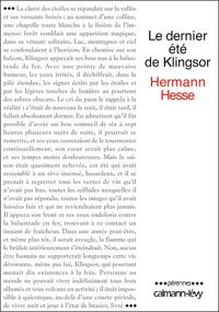 Couverture du livre Le Dernier été de Klingsor - Hermann Hesse